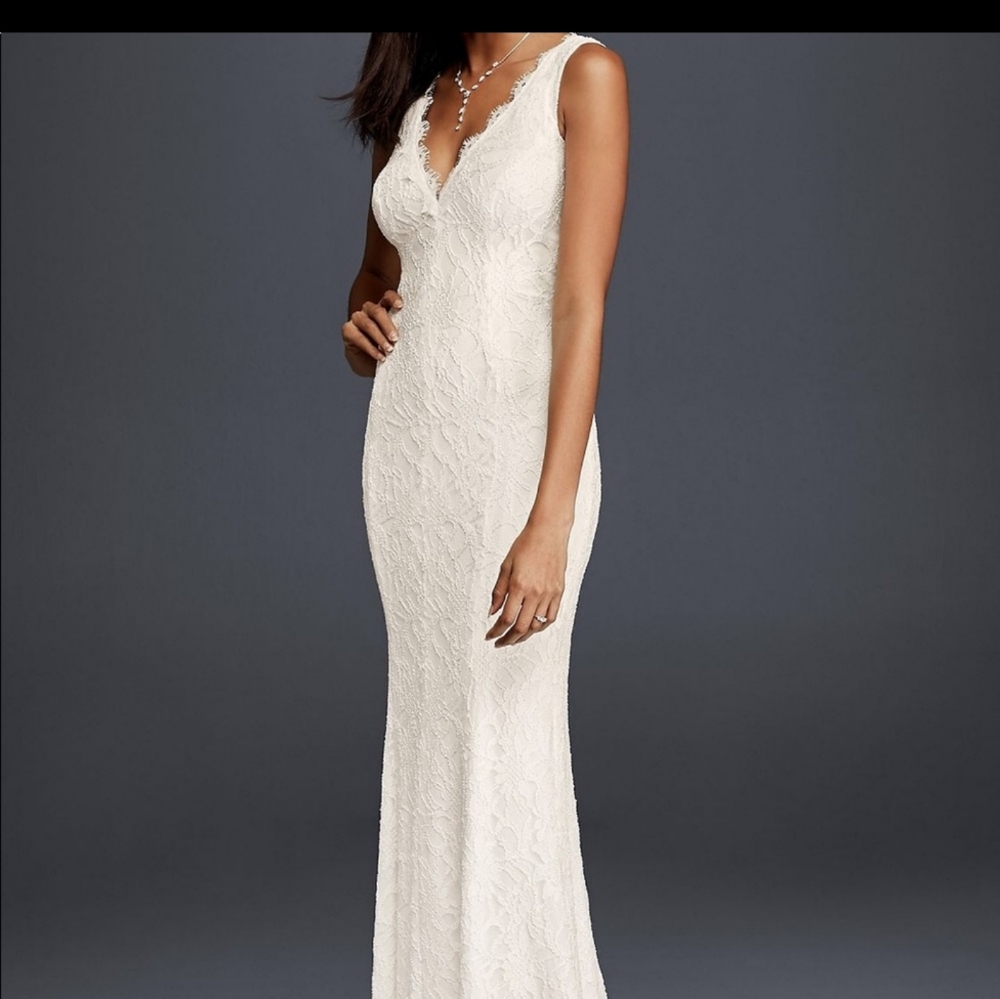 David’s Bridal Lace V-Neck Trumpet Tank Top Dress